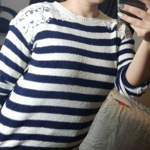 Honey Punch Epworth Crochet Trim Pullover